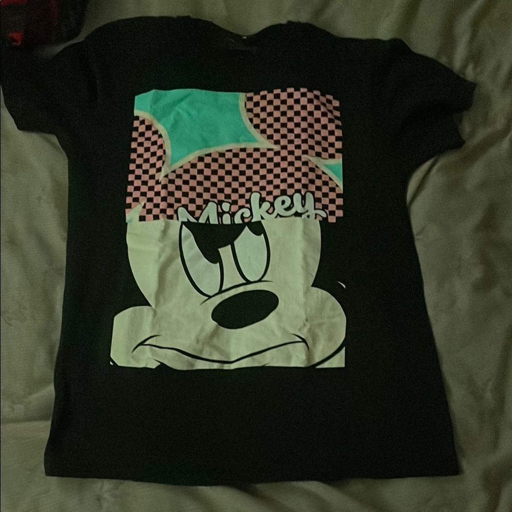 Disney Black Short Sleeve Tee with Cartoon Design